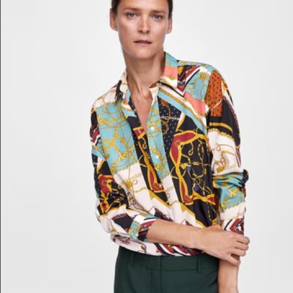 Zara Versace print blouse